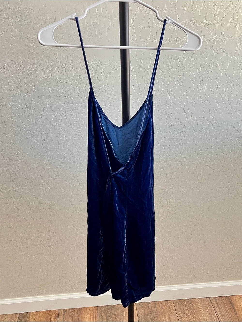 Reformation Crushed Velvet Blue Mini Slip Dress - Picture 9 of 9